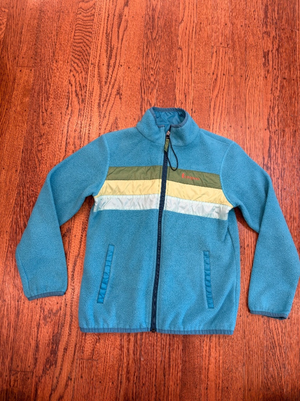 Cotopaxi Kids Teca Full-Zip Fleece 🌈 Blue + Green • Size M (8)